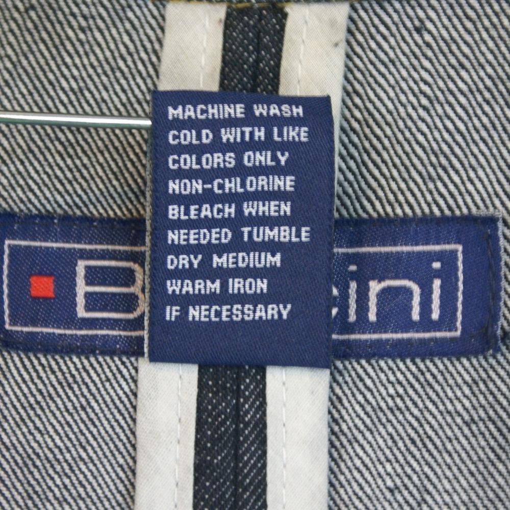 90's Vintage Baccini Denim Jacket Dark Wash Pleated Back 3/4 Sleeve Womens Large - Picture 5 of 13